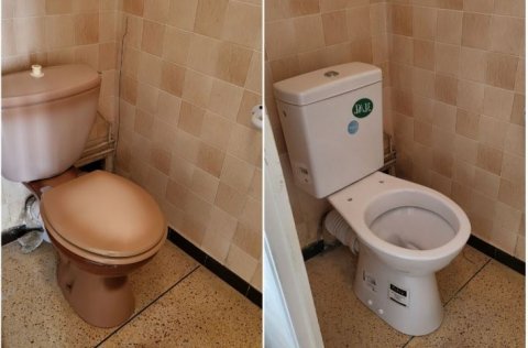 Installation d'un WC norme PMR hauteur d'assise 47 CM