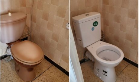 Installation d'un WC norme PMR hauteur d'assise 47 CM